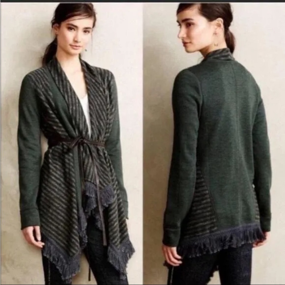 Anthropologie Saturday/Sunday Elise Green Blanket Cardigan Size Medium OB367241.